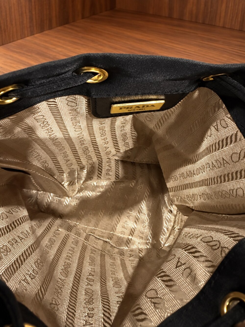 Prada Black Drawstring Makeup Bag | Compact Black Finish - Picture 4 of 6
